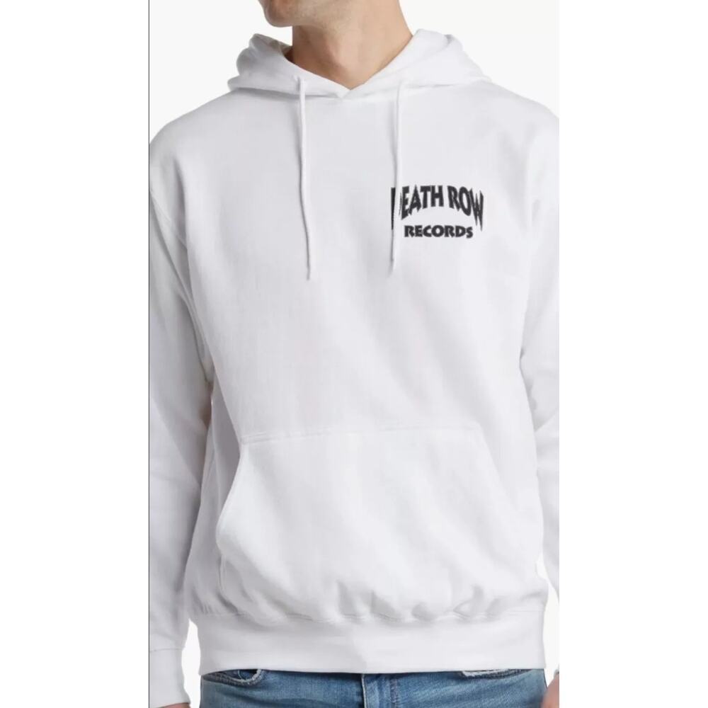 Genuine Medium Logo Rap R&B White Death Row Records Pullover Hoodie Large A116